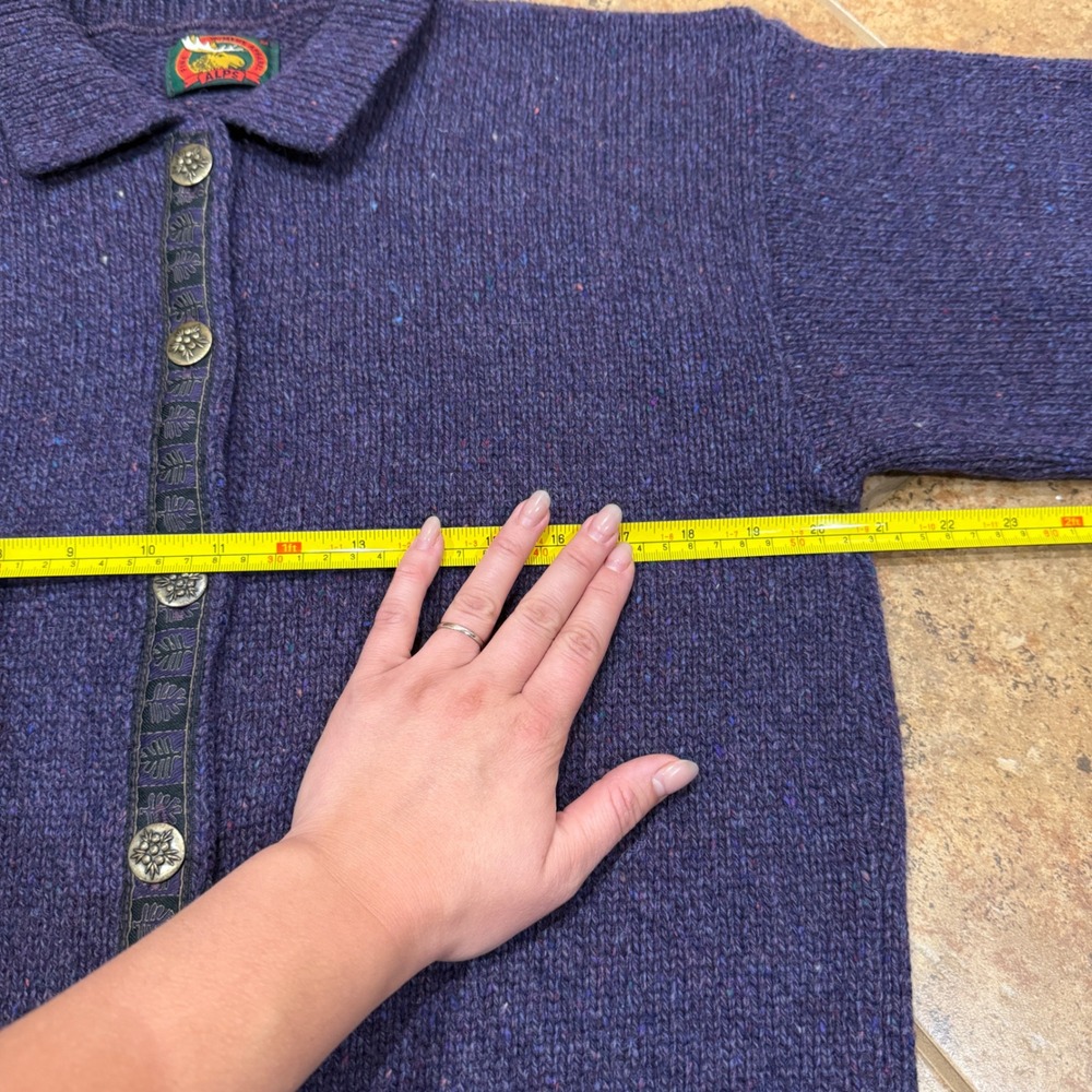 Alps Fine Women Apparel Purple Wool Blend Button Cardigan Sweater M Medium USA - Picture 4 of 7